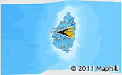 Flag 3D Map of Saint Lucia, single color outside, bathymetry sea, flag rotated