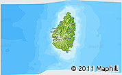 Physical 3D Map of Saint Lucia, single color outside, bathymetry sea