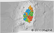 Political 3D Map of Saint Lucia, desaturated