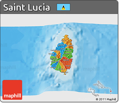 Political 3D Map of Saint Lucia