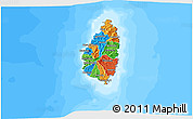 Political 3D Map of Saint Lucia, semi-desaturated, land only