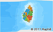Political 3D Map of Saint Lucia, single color outside, bathymetry sea