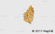 Political Shades 3D Map of Saint Lucia, cropped outside