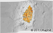Political Shades 3D Map of Saint Lucia, desaturated