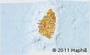 Political Shades 3D Map of Saint Lucia, lighten