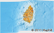Political Shades 3D Map of Saint Lucia, physical outside