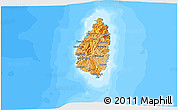 Political Shades 3D Map of Saint Lucia, semi-desaturated, land only