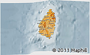 Political Shades 3D Map of Saint Lucia, semi-desaturated