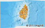 Political Shades 3D Map of Saint Lucia, single color outside