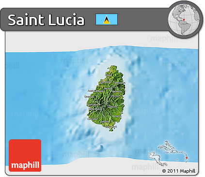 Satellite 3D Map of Saint Lucia, physical outside