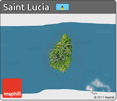 Satellite 3D Map of Saint Lucia, semi-desaturated, land only