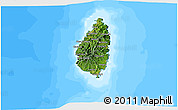 Satellite 3D Map of Saint Lucia, single color outside, bathymetry sea
