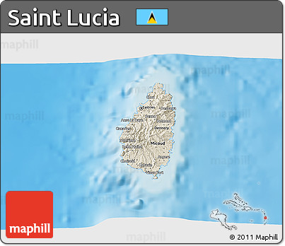 Shaded Relief 3D Map of Saint Lucia