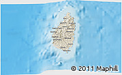 Shaded Relief 3D Map of Saint Lucia, lighten, land only