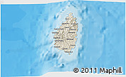 Shaded Relief 3D Map of Saint Lucia, political outside