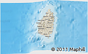 Shaded Relief 3D Map of Saint Lucia, semi-desaturated, land only