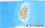 Shaded Relief 3D Map of Saint Lucia, single color outside, bathymetry sea
