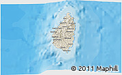 Shaded Relief 3D Map of Saint Lucia, single color outside, bathymetry sea, shaded relief sea