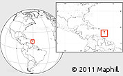 Blank Location Map of Saint Lucia, within the entire continent