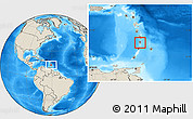 Blank Location Map of Saint Lucia, shaded relief outside