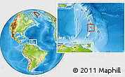Flag Location Map of Saint Lucia, physical outside