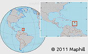 Gray Location Map of Saint Lucia, within the entire continent