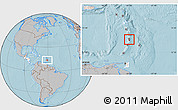 Gray Location Map of Saint Lucia, highlighted continent, hill shading