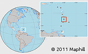 Gray Location Map of Saint Lucia, highlighted continent