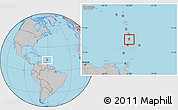 Gray Location Map of Saint Lucia, hill shading inside