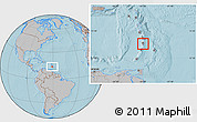 Gray Location Map of Saint Lucia, hill shading outside