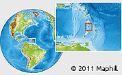 Gray Location Map of Saint Lucia, physical outside