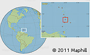 Gray Location Map of Saint Lucia, savanna style outside