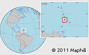Physical Location Map of Saint Lucia, gray outside