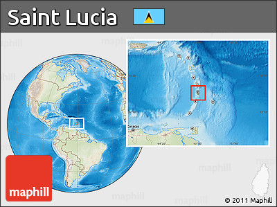 Physical Location Map of Saint Lucia, lighten, land only