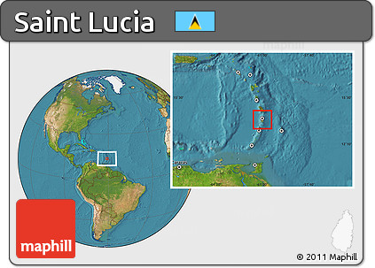 Physical Location Map of Saint Lucia, satellite outside