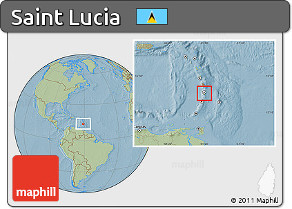 Physical Location Map of Saint Lucia, savanna style outside, hill shading
