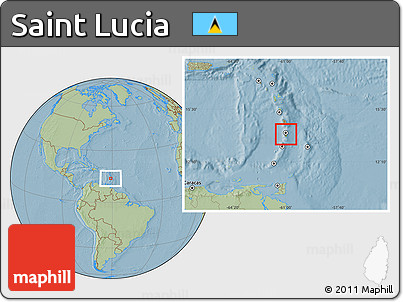 Physical Location Map of Saint Lucia, savanna style outside, hill shading