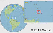 Physical Location Map of Saint Lucia, savanna style outside