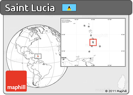 Savanna Style Location Map of Saint Lucia, blank outside, hill shading inside
