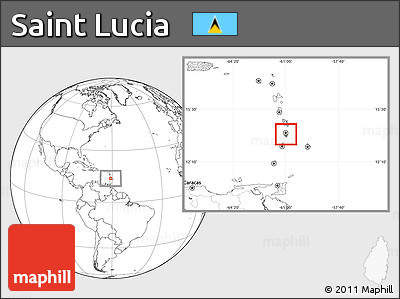 Savanna Style Location Map of Saint Lucia, blank outside, hill shading inside