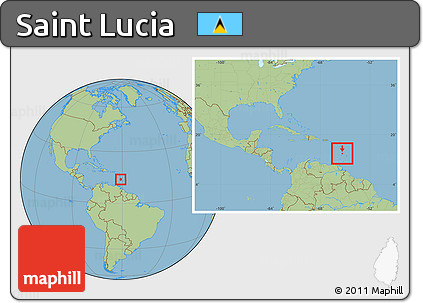 Savanna Style Location Map of Saint Lucia, within the entire continent