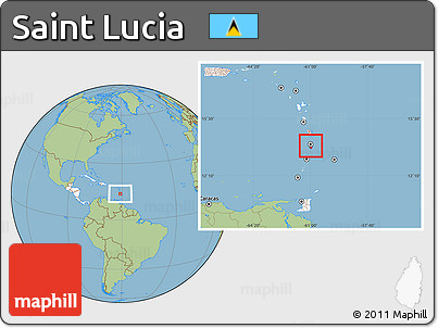 Savanna Style Location Map of Saint Lucia, highlighted continent