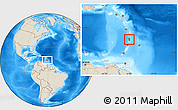 Shaded Relief Location Map of Saint Lucia, highlighted continent
