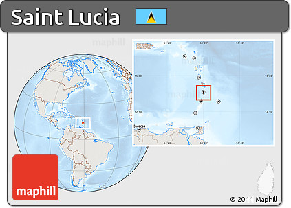 Shaded Relief Location Map of Saint Lucia, lighten