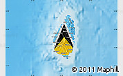 Flag Map of Saint Lucia, shaded relief outside, flag centered