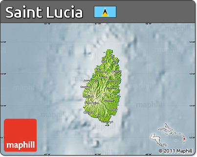 Physical Map of Saint Lucia, semi-desaturated