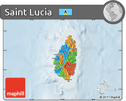 Political Map of Saint Lucia, lighten