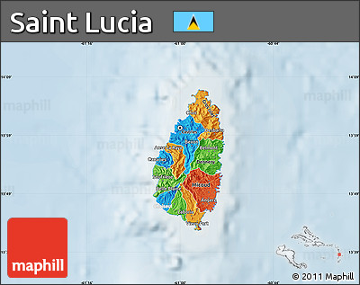 Political Map of Saint Lucia, lighten