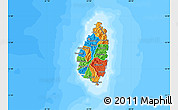Political Map of Saint Lucia, lighten, land only
