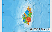 Political Map of Saint Lucia, political shades outside